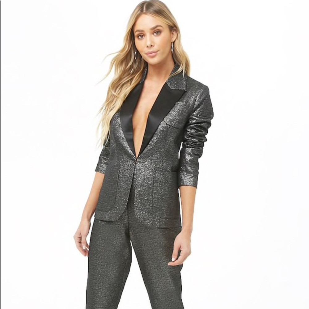 Woven Metallic Blazer